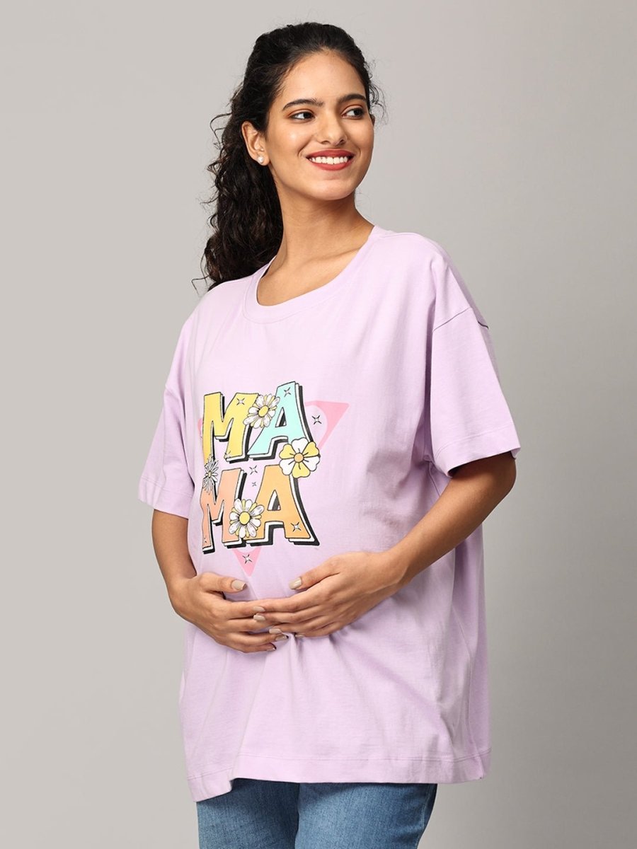  Mumma Oversized Maternity and Nursing T shirt Lavender