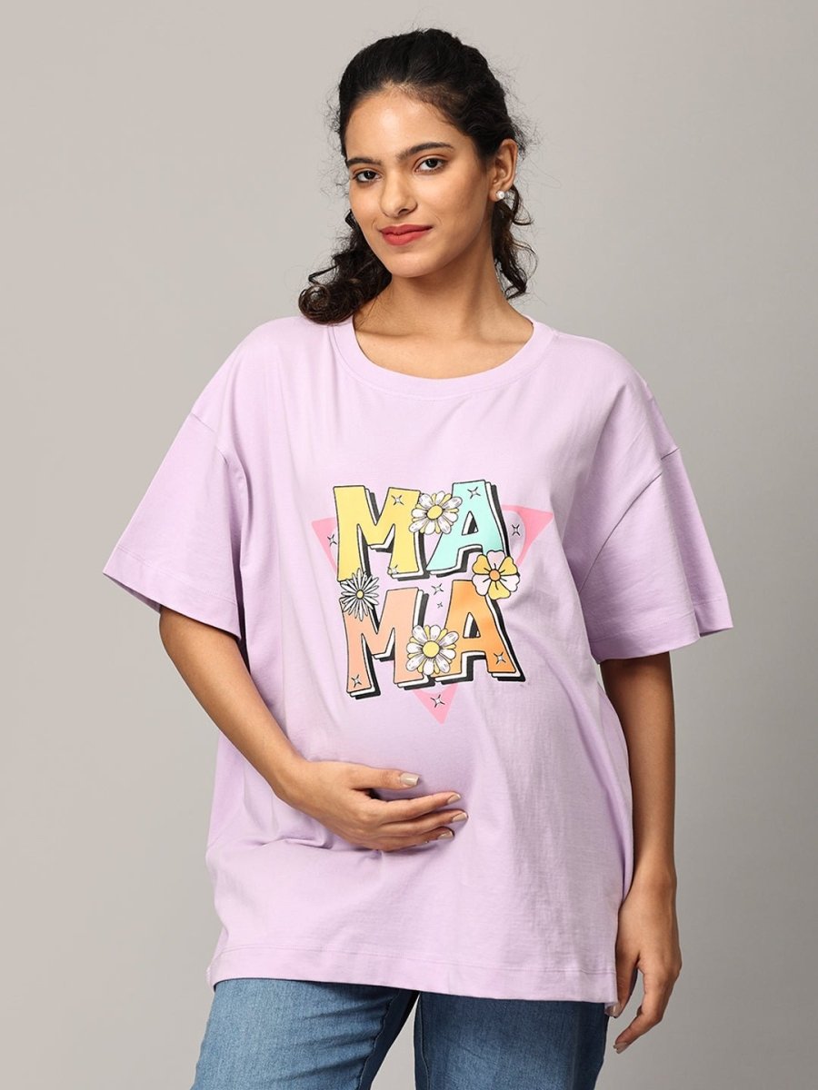  Mumma Oversized Maternity and Nursing T shirt Lavender