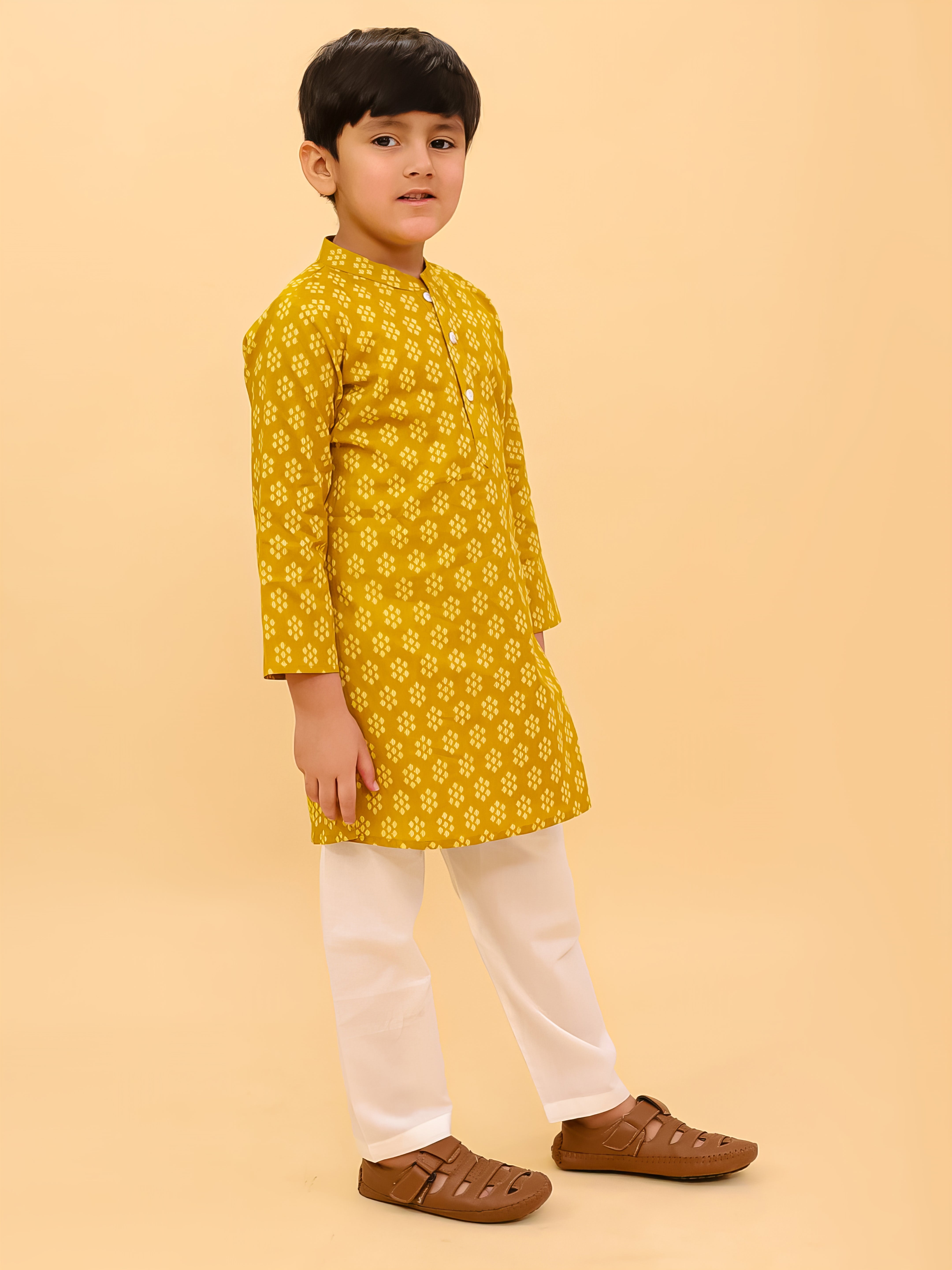 Mango Sorbet Yellow Cotton Boys Kurta Pajama Set