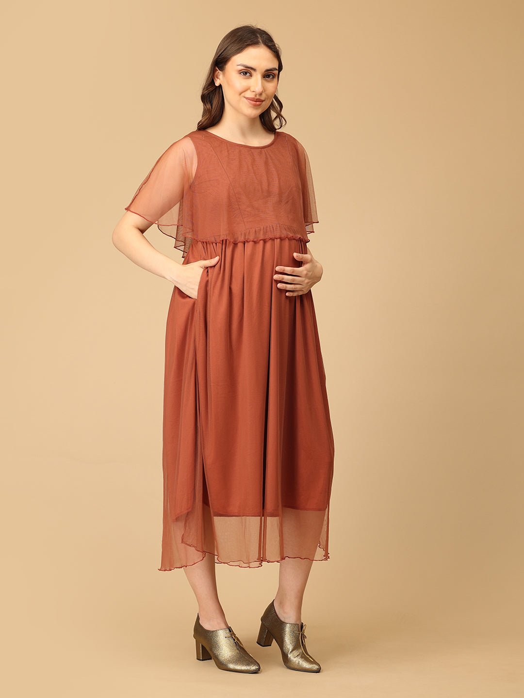  Maple Mist Maternity and Nursing Dress Mauve