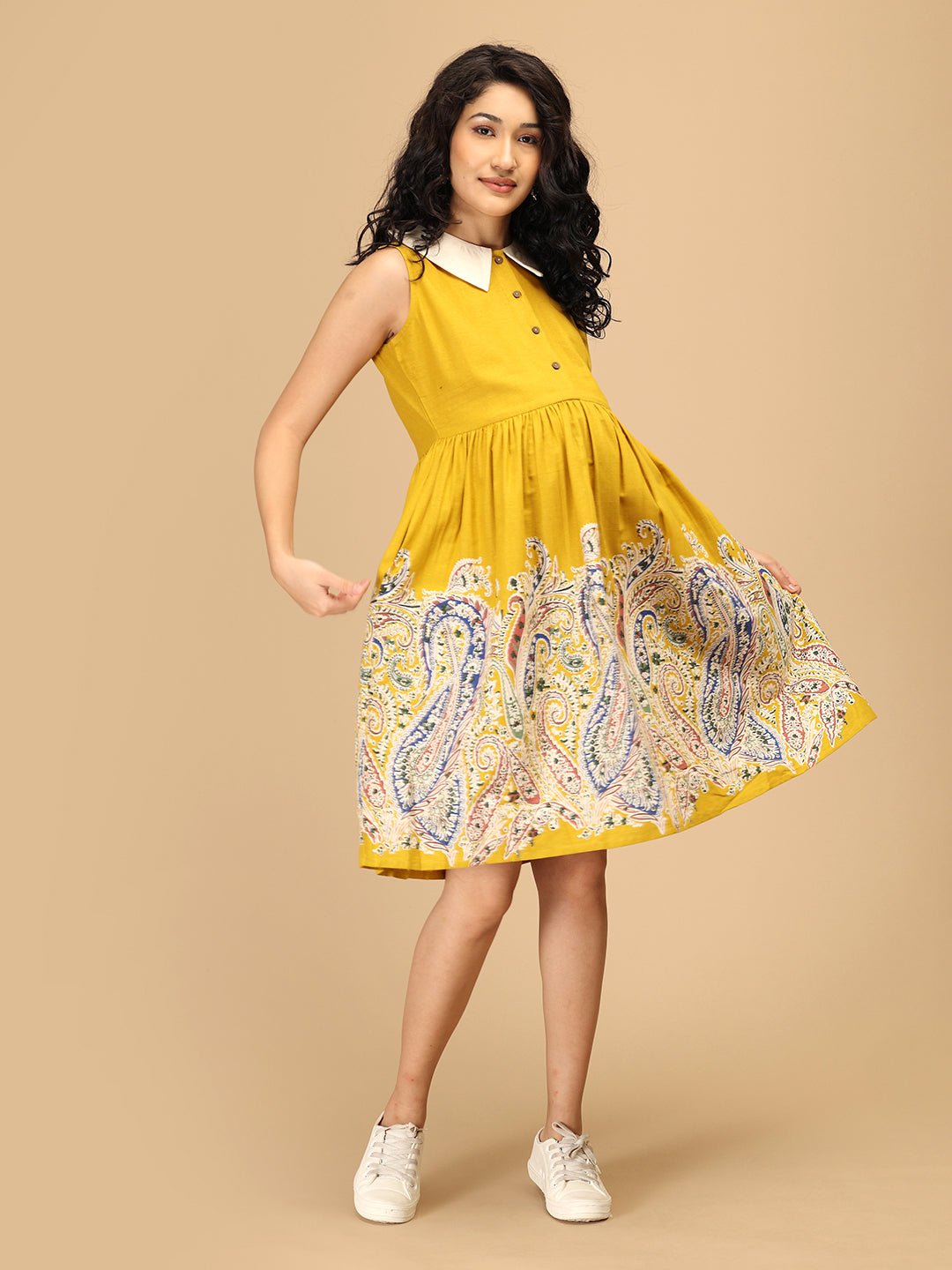  Marigold Mirage Maternity and Nursing Dress Yellow