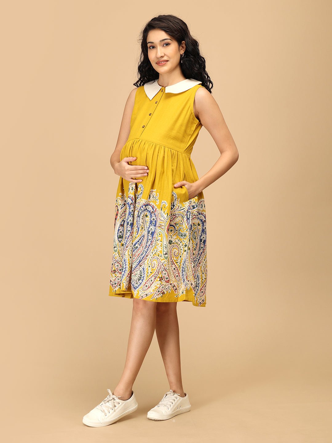  Marigold Mirage Maternity and Nursing Dress Yellow