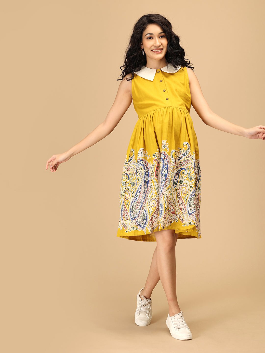  Marigold Mirage Maternity and Nursing Dress Yellow
