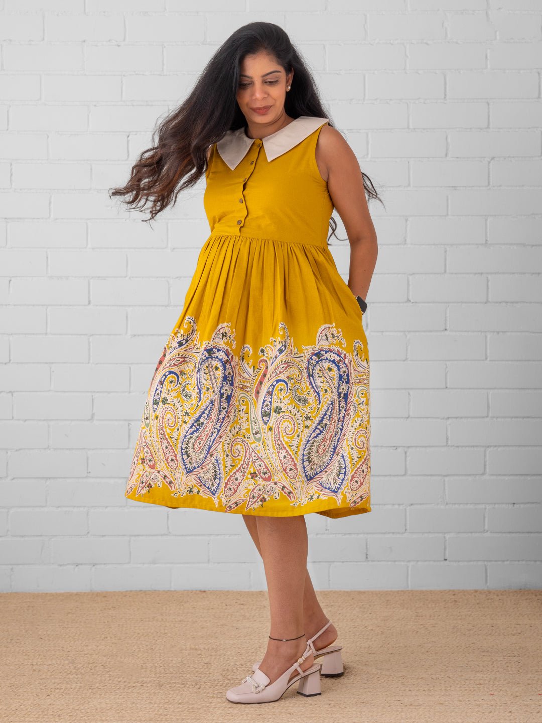  Marigold Mirage Maternity and Nursing Dress Yellow