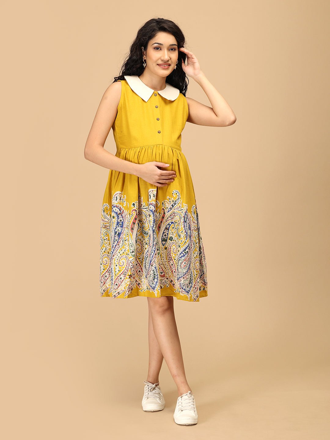  Marigold Mirage Maternity and Nursing Dress Yellow