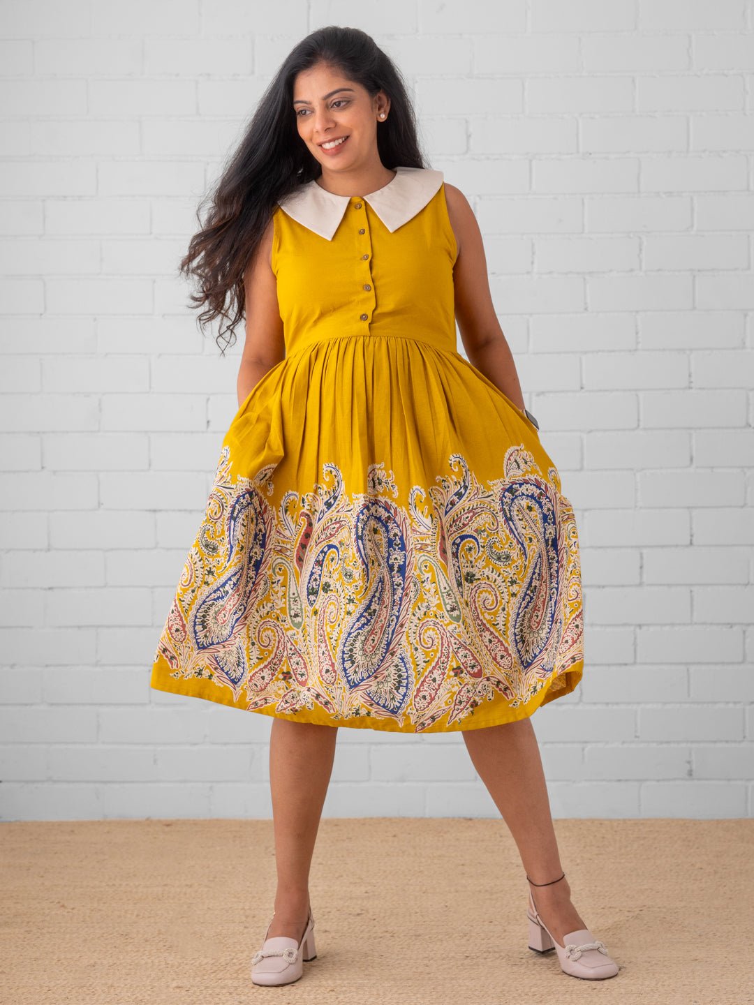  Marigold Mirage Maternity and Nursing Dress Yellow