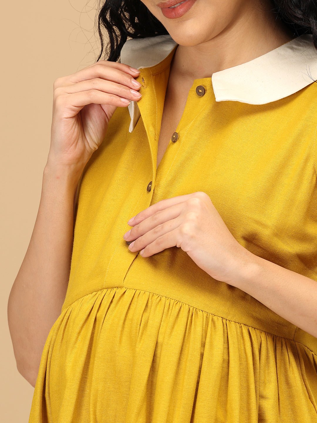  Marigold Mirage Maternity and Nursing Dress Yellow