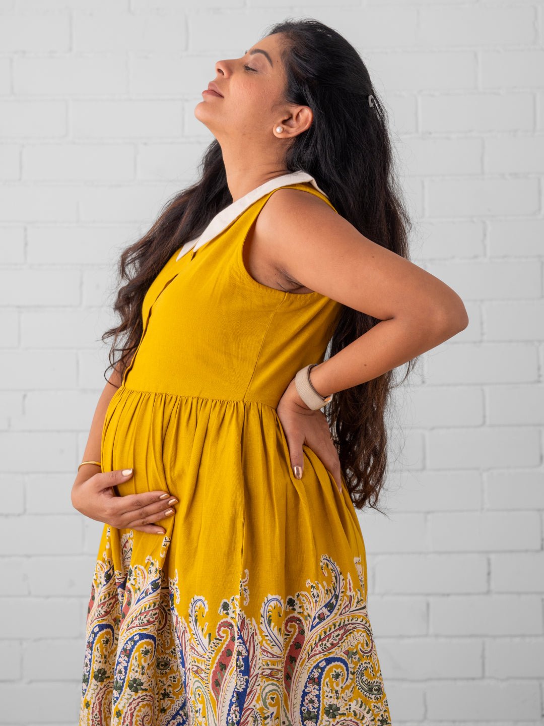  Marigold Mirage Maternity and Nursing Dress Yellow