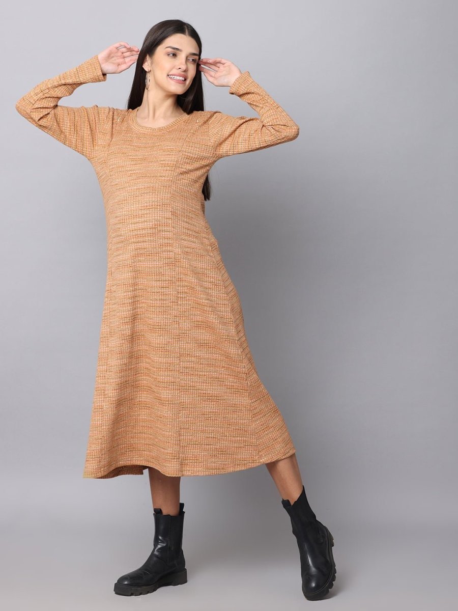  Marmalade Ribbed Maternity and Nursing Dress Orange