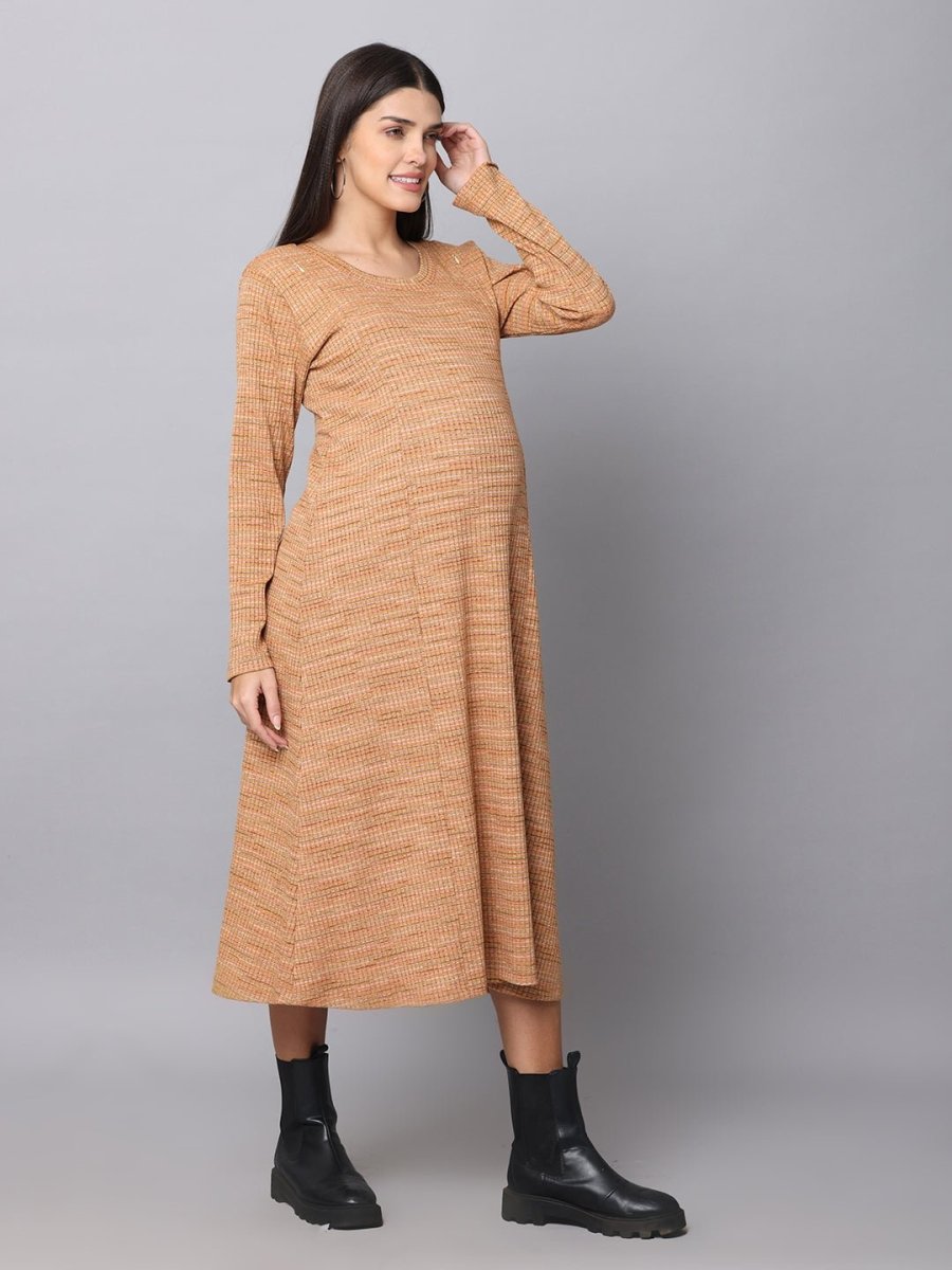  Marmalade Ribbed Maternity and Nursing Dress Orange
