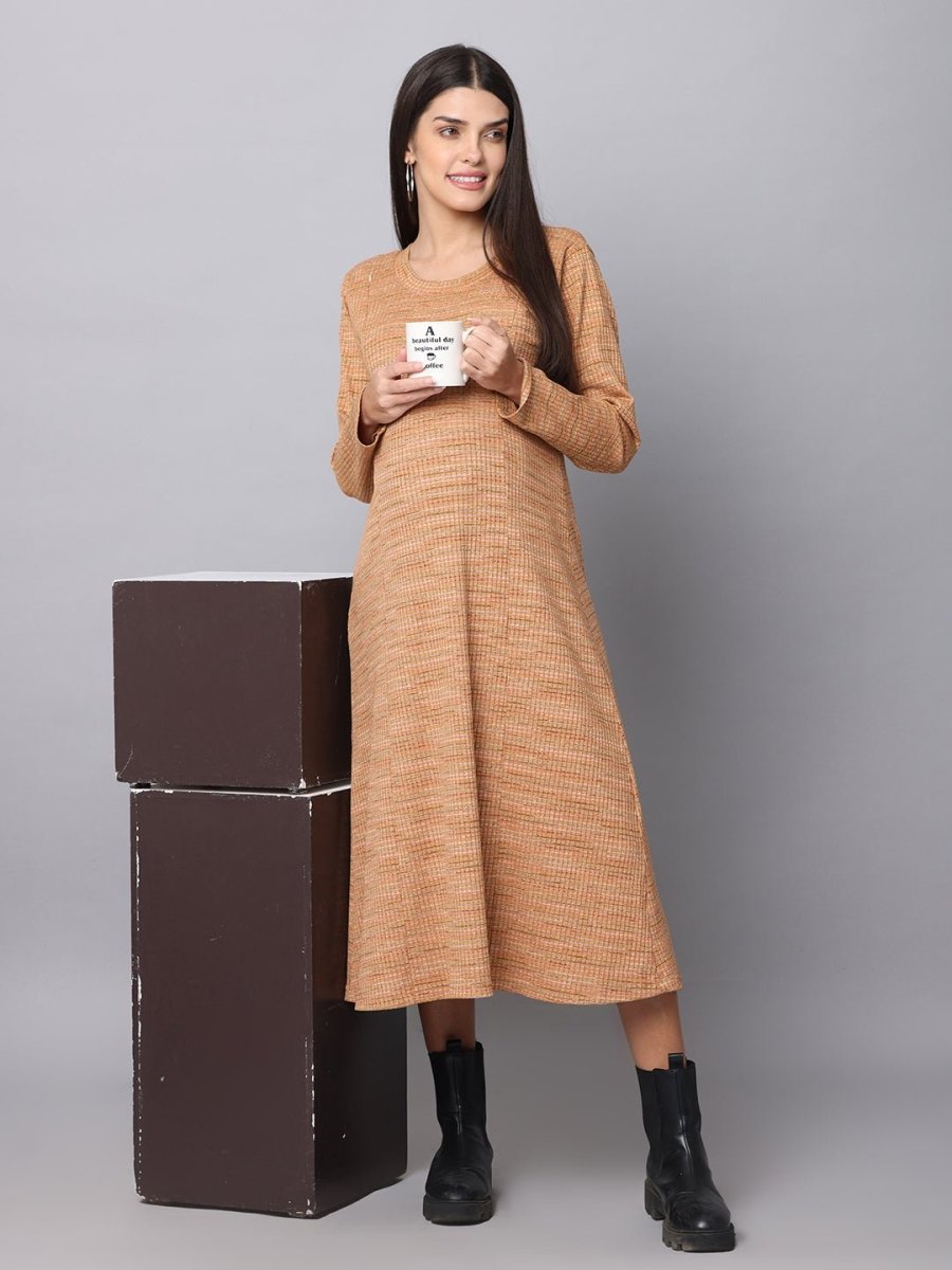  Marmalade Ribbed Maternity and Nursing Dress Orange