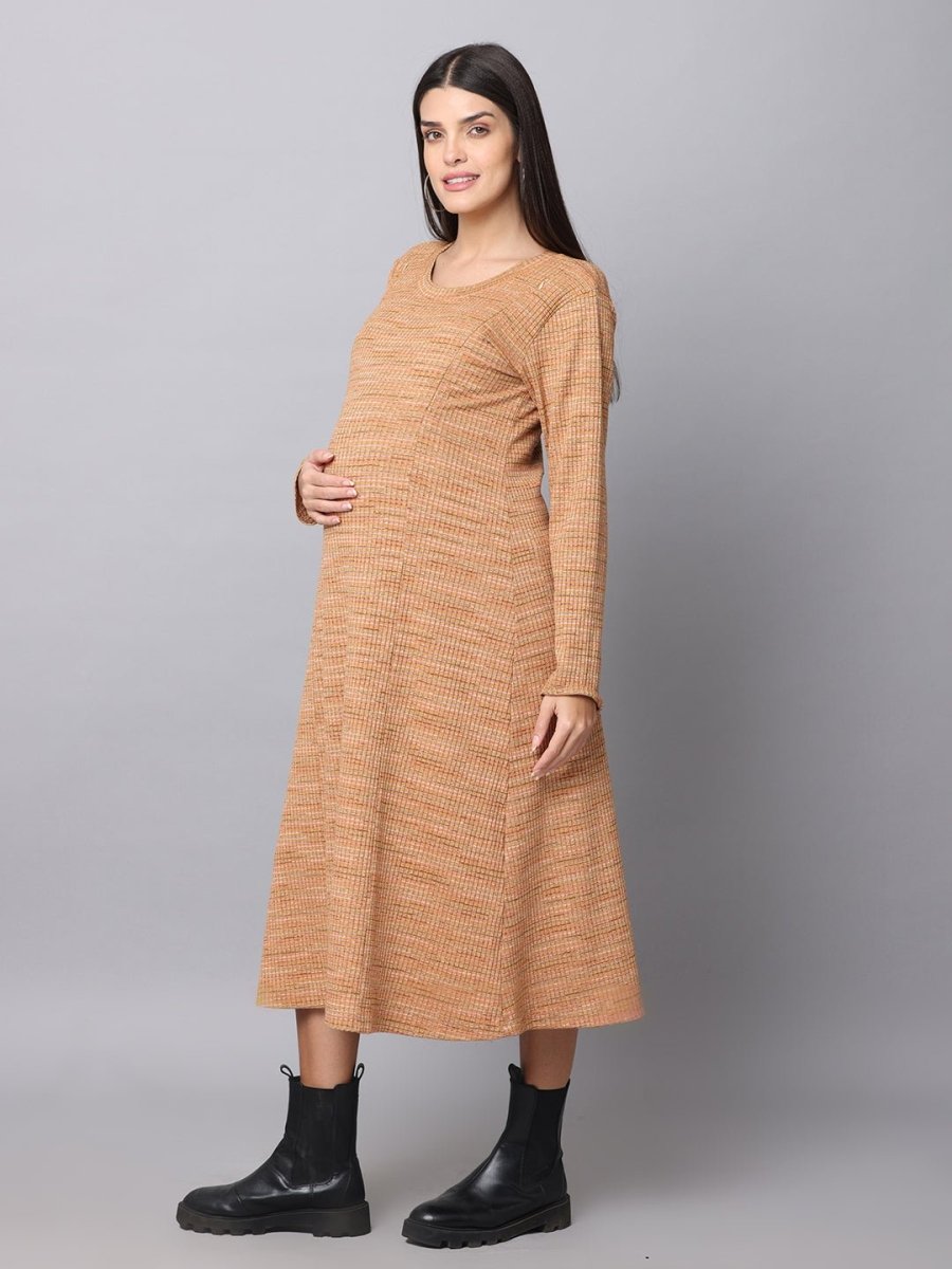  Marmalade Ribbed Maternity and Nursing Dress Orange