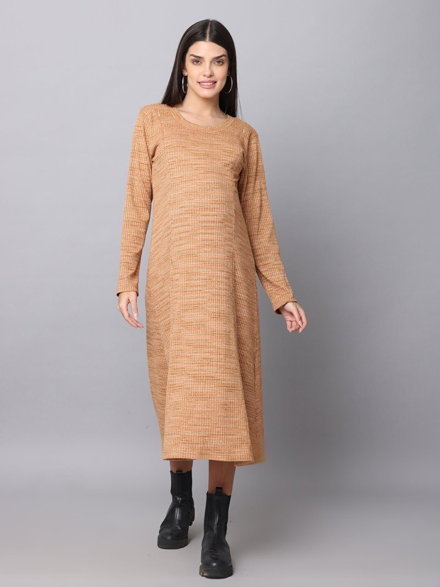  Marmalade Ribbed Maternity and Nursing Dress Orange