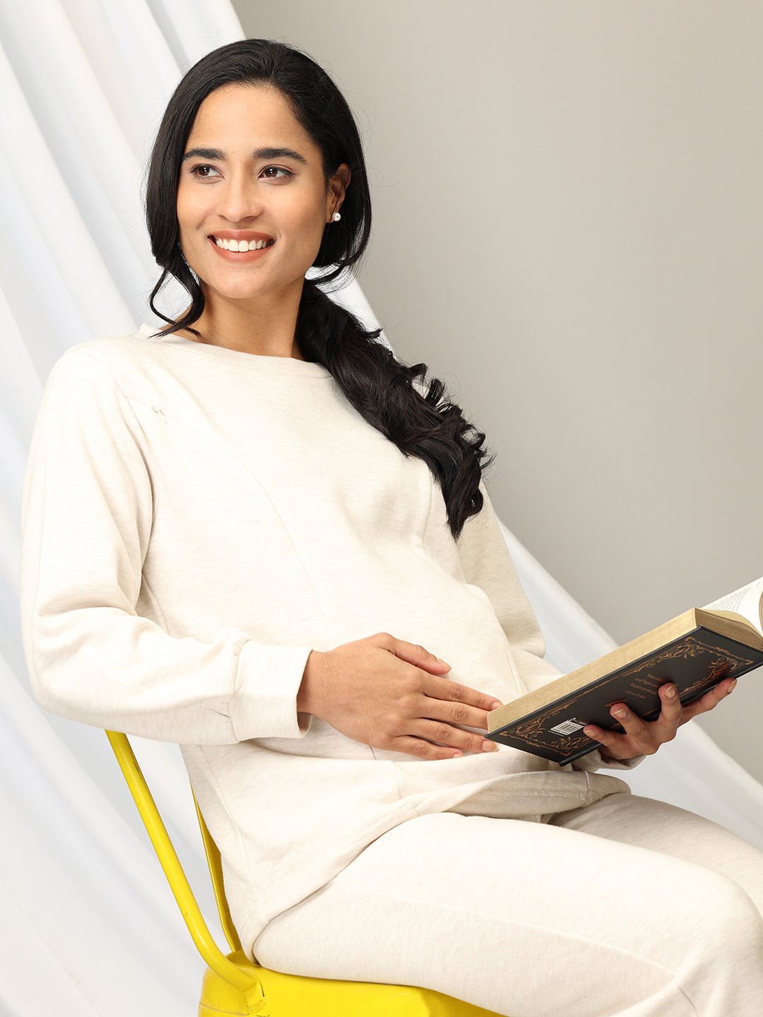  Marshmallow Maternity and Nursing Pajama Loungewear Set White