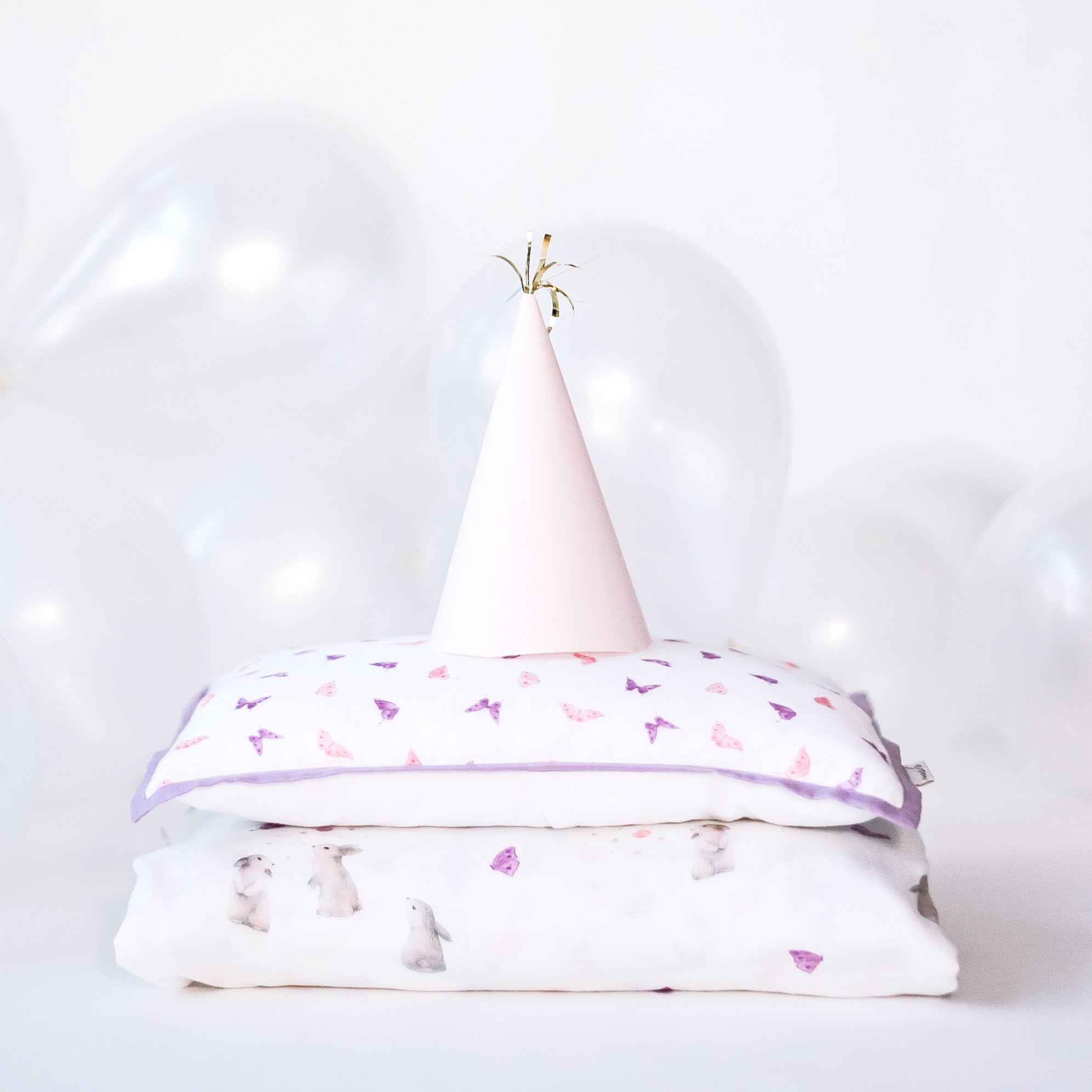 Bunny Printed Bamboo Muslin 2 Pcs Birthday Bundle For Babies