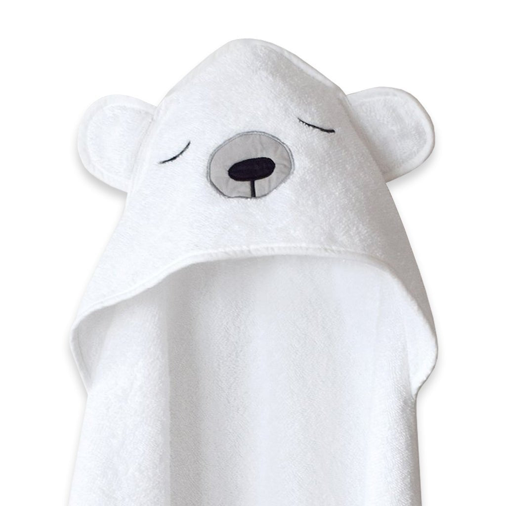 Polar White Hooded Cotton Baby Swaddle Towel Wrap