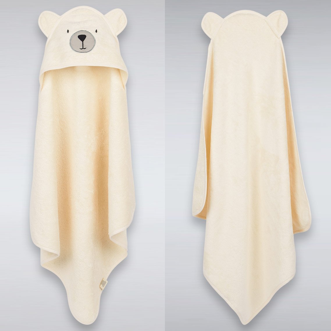 Polar White Hooded Cotton Baby Swaddle Towel Wrap