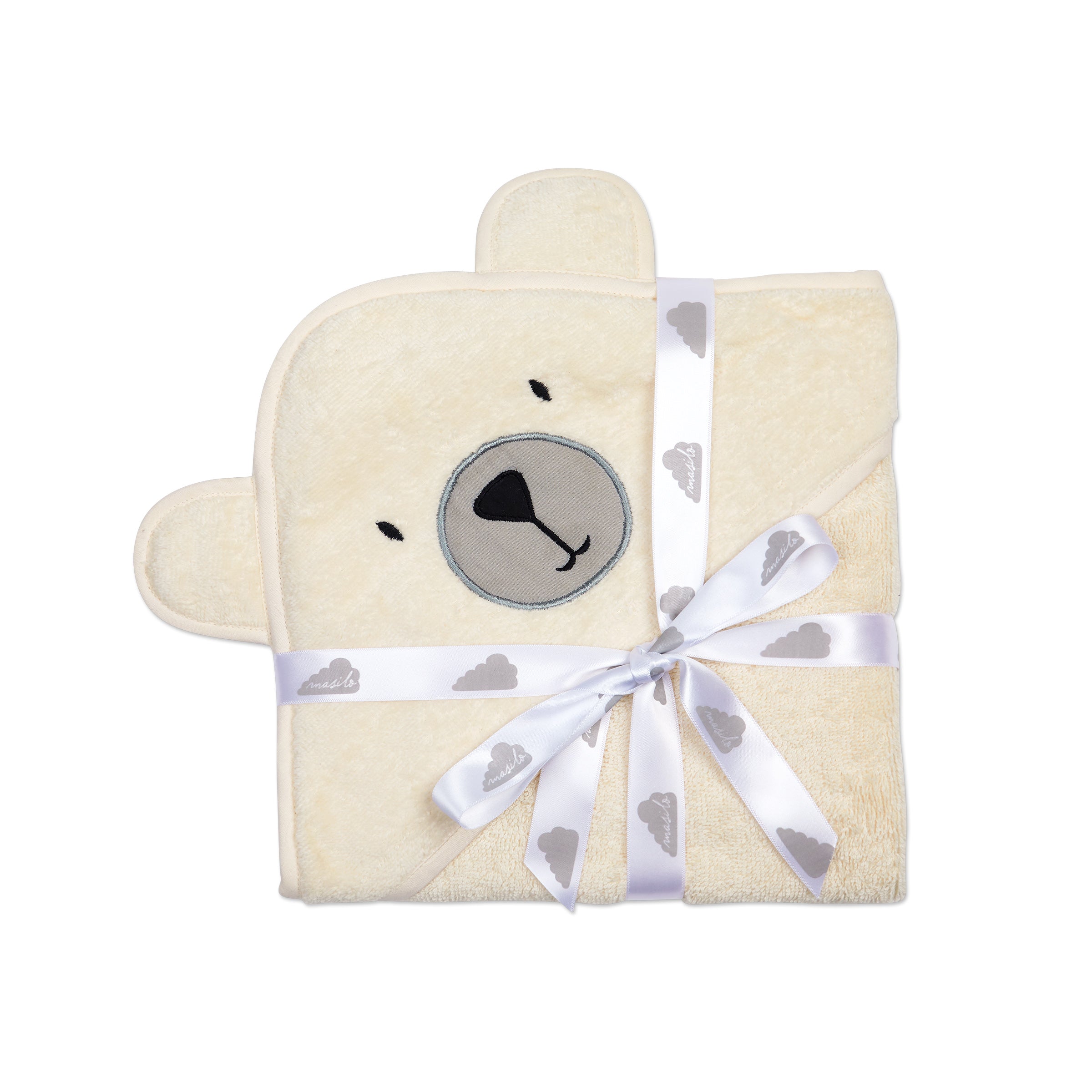 Polar White Hooded Cotton Baby Swaddle Towel Wrap