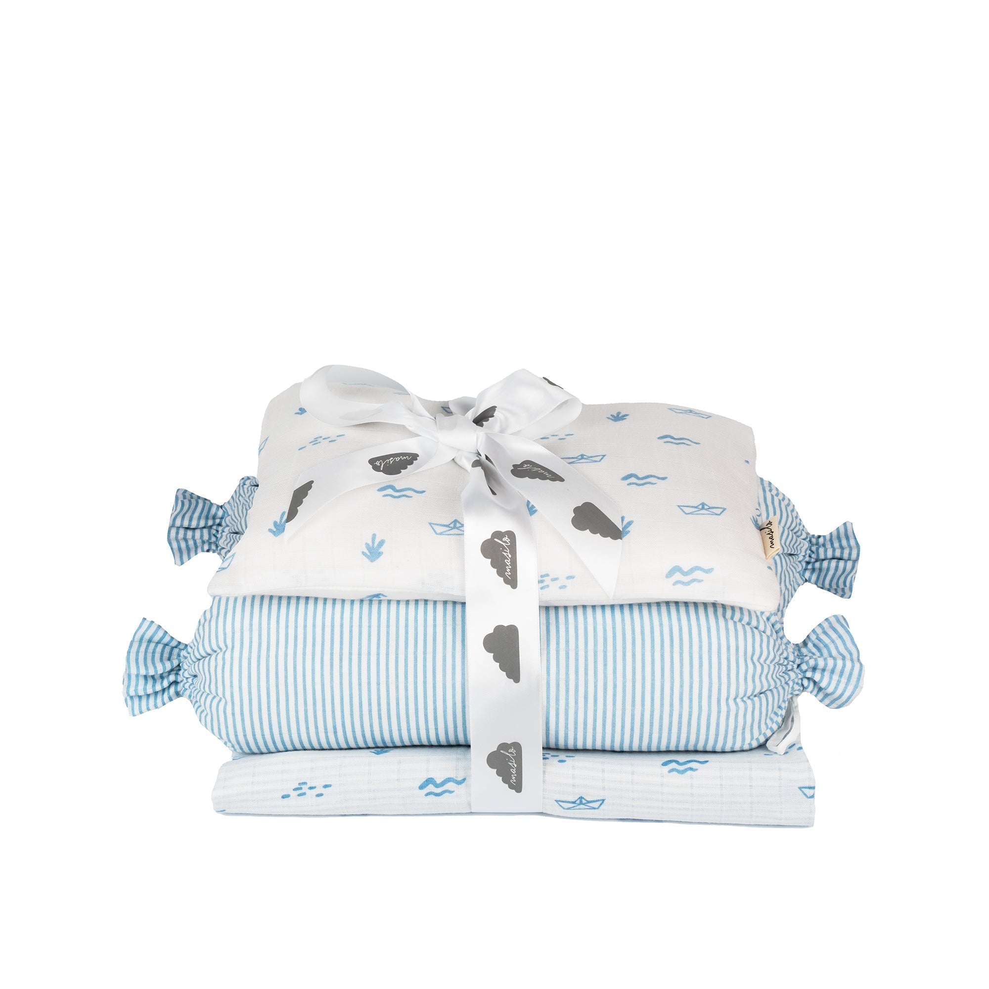 Sea Breeze 4 PC Kids Organic Muslin Cotton Mini Cot Set