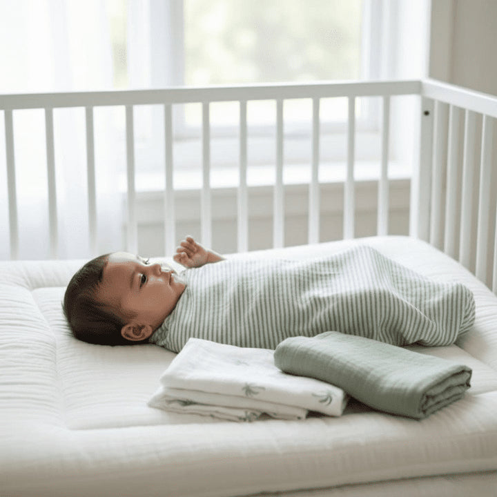 Green Palm 3 PC Kids Organic Cotton Muslin Swaddle Set