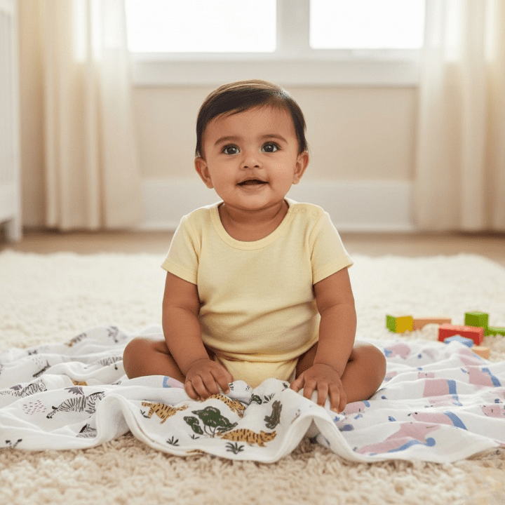 Safari Multicolor Organic Muslin Swaddle Set Of 3 For Kids