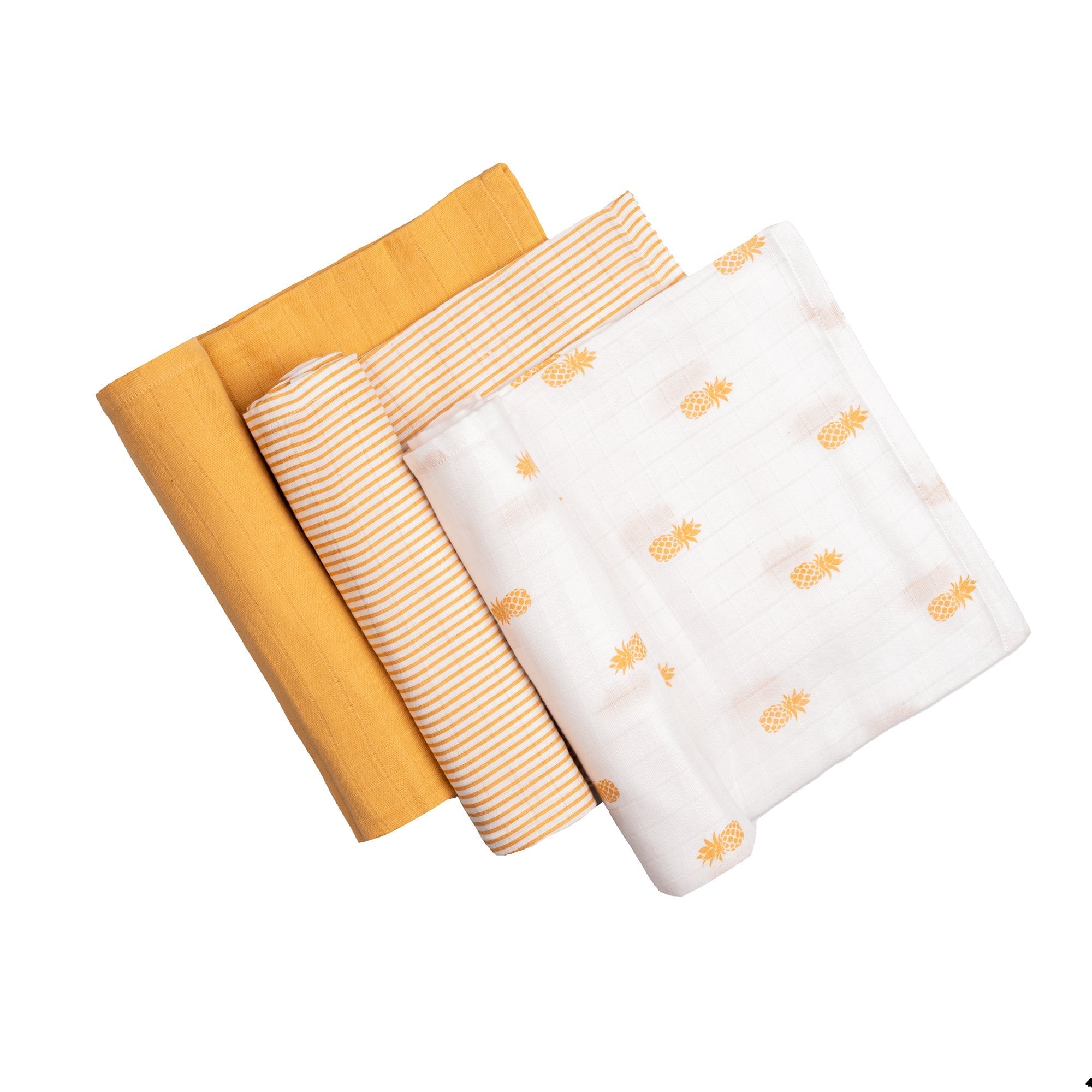 Yellow Pineapple 3 PC Kids Organic Cotton Muslin Swaddle Set