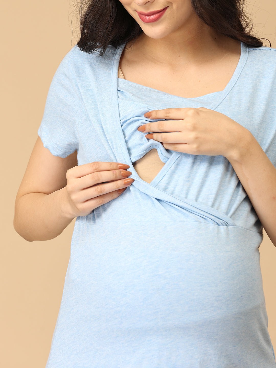  Blue Melange Maternity and Nursing Top Blue