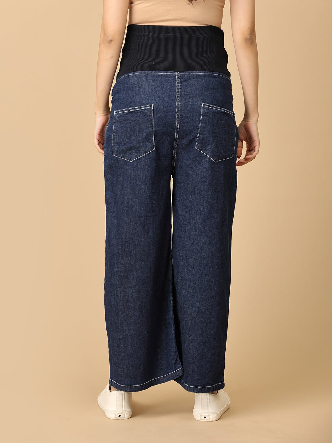  Maternity Cargo Denim with Belly Support Blue