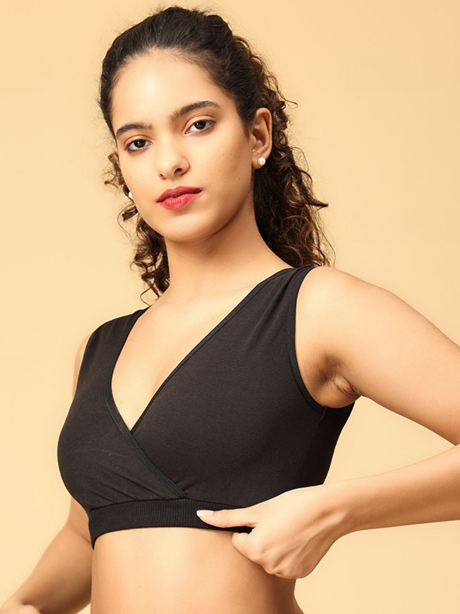  Maternity Nursing Sleep Bra Black