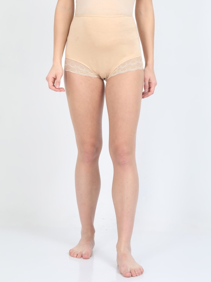  Maternity Over Belly High Waist Lace Panty Beige