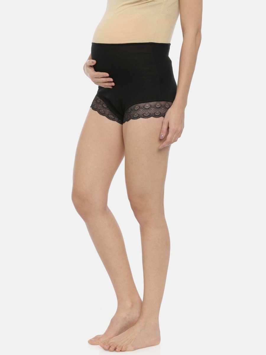  Maternity Over Belly High Waist Lace Panty Black