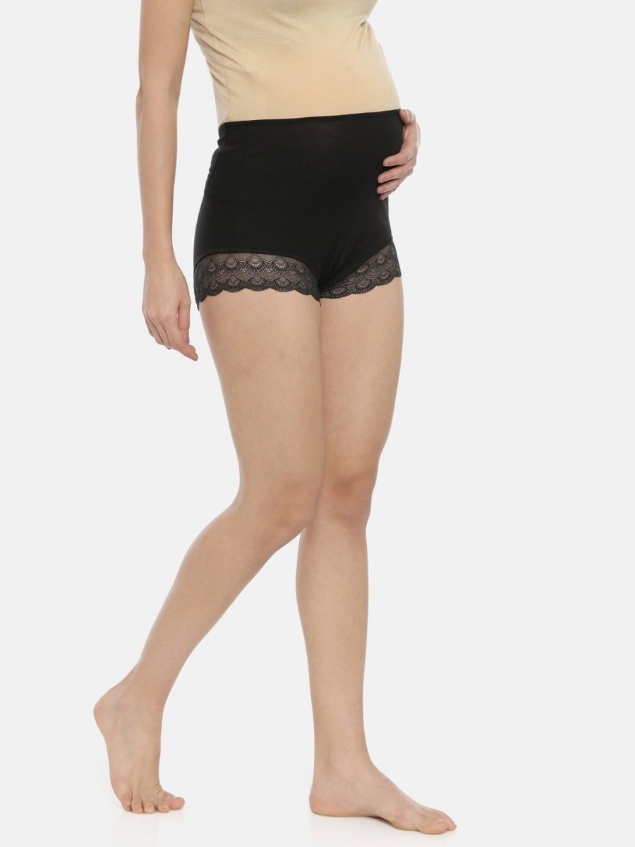  Maternity Over Belly High Waist Lace Panty Black
