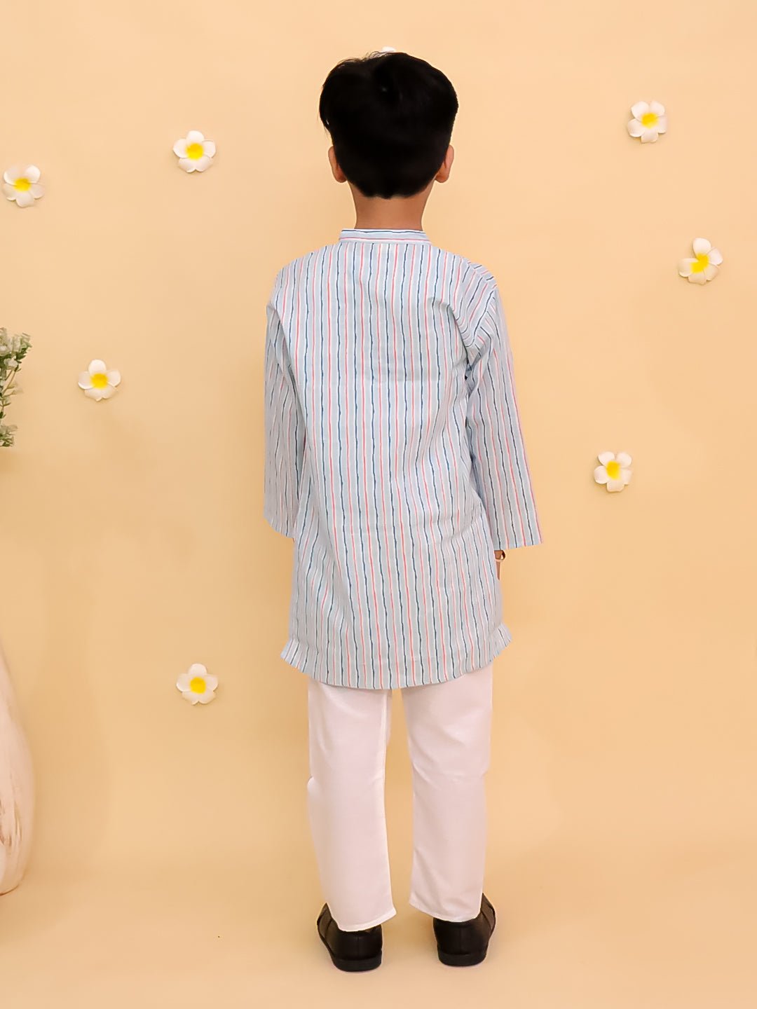 Megh Malhaar Boys Floral Print Jacket And Kurta Pajama Set