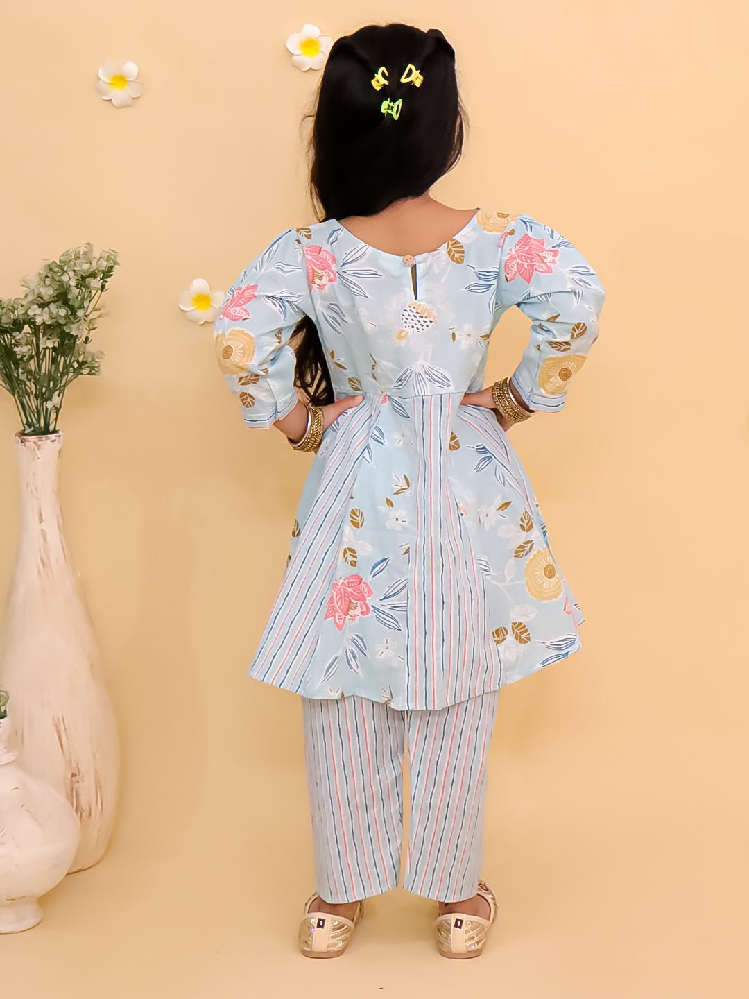 Megh Malhaar Floral Print Girls Anarkali Kurta Set For Babies