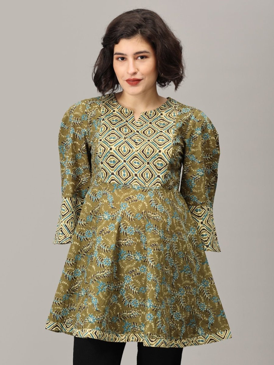  Mehendi Nights Maternity and Nursing Short Kurti Olive