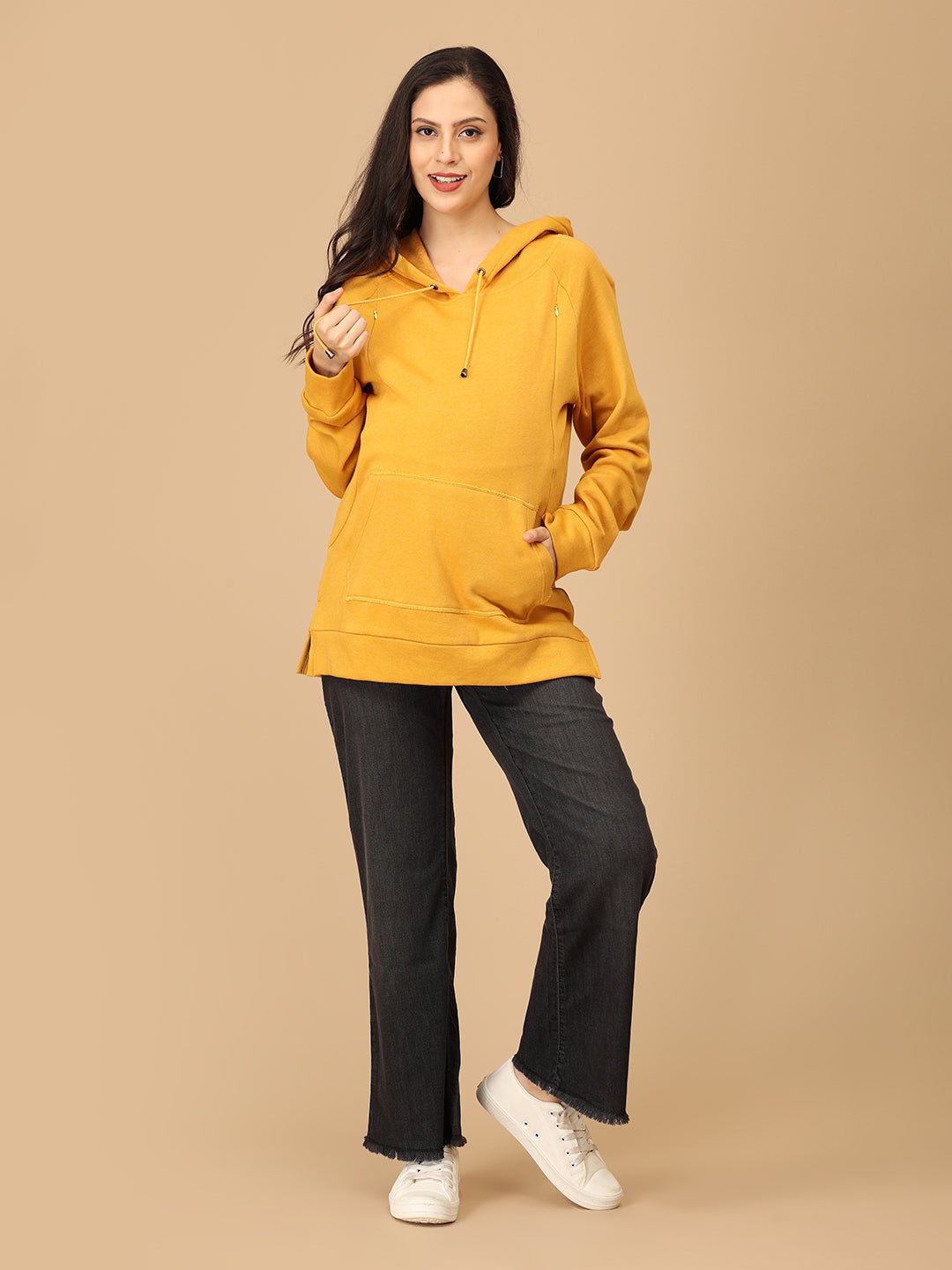  Mellow Yellow Maternity and Nursing Sweatshirt Hoodie Yellow