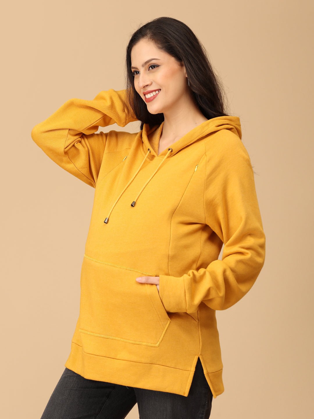  Mellow Yellow Maternity and Nursing Sweatshirt Hoodie Yellow