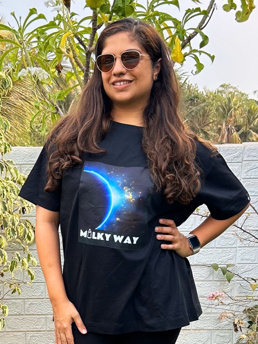  Milky Way Oversized Maternity and Nursing T shirt Black
