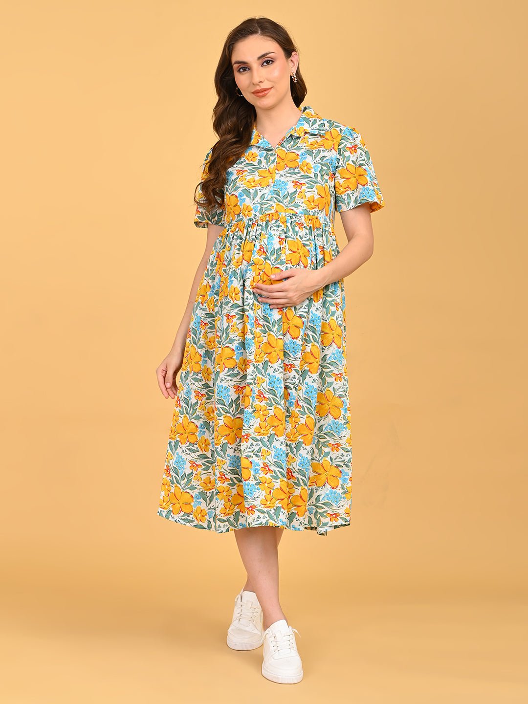  Minimal Muse Maternity and Nursing Dress White