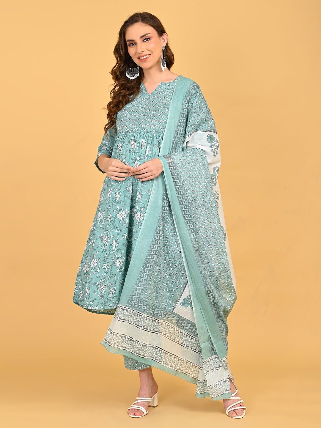  MintSaheli Maternity and Nursing Kurta Set Sage Green