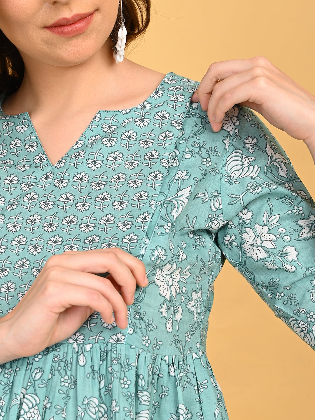  MintSaheli Maternity and Nursing Kurta Set Sage Green