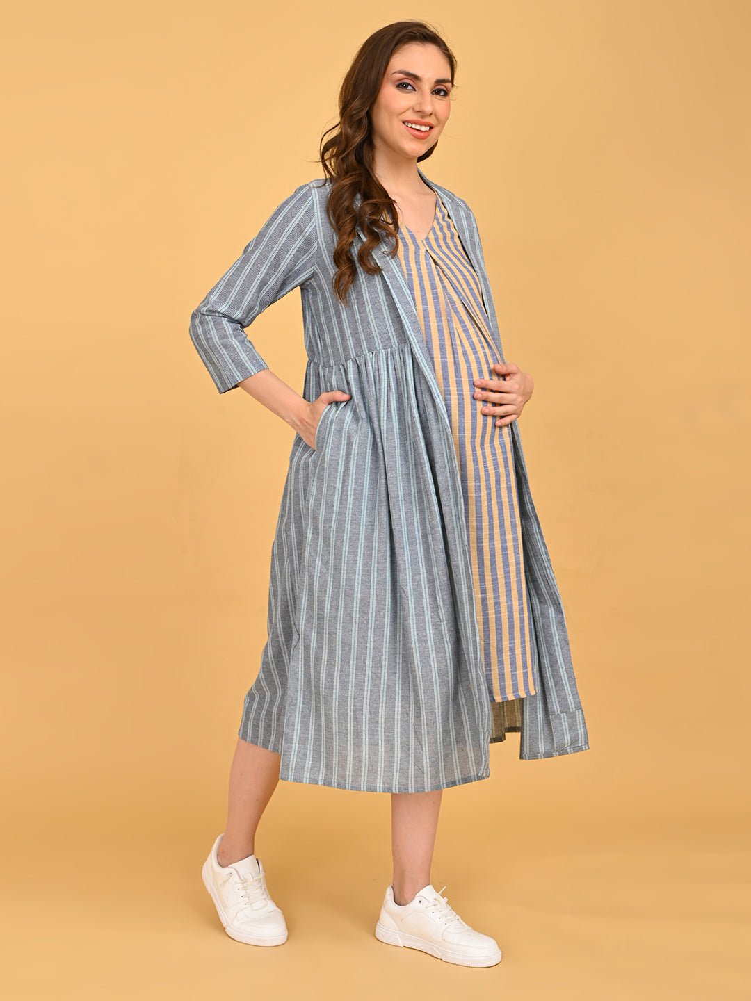  Modern Loom Maternity and Nursing Shacket Dress Multi