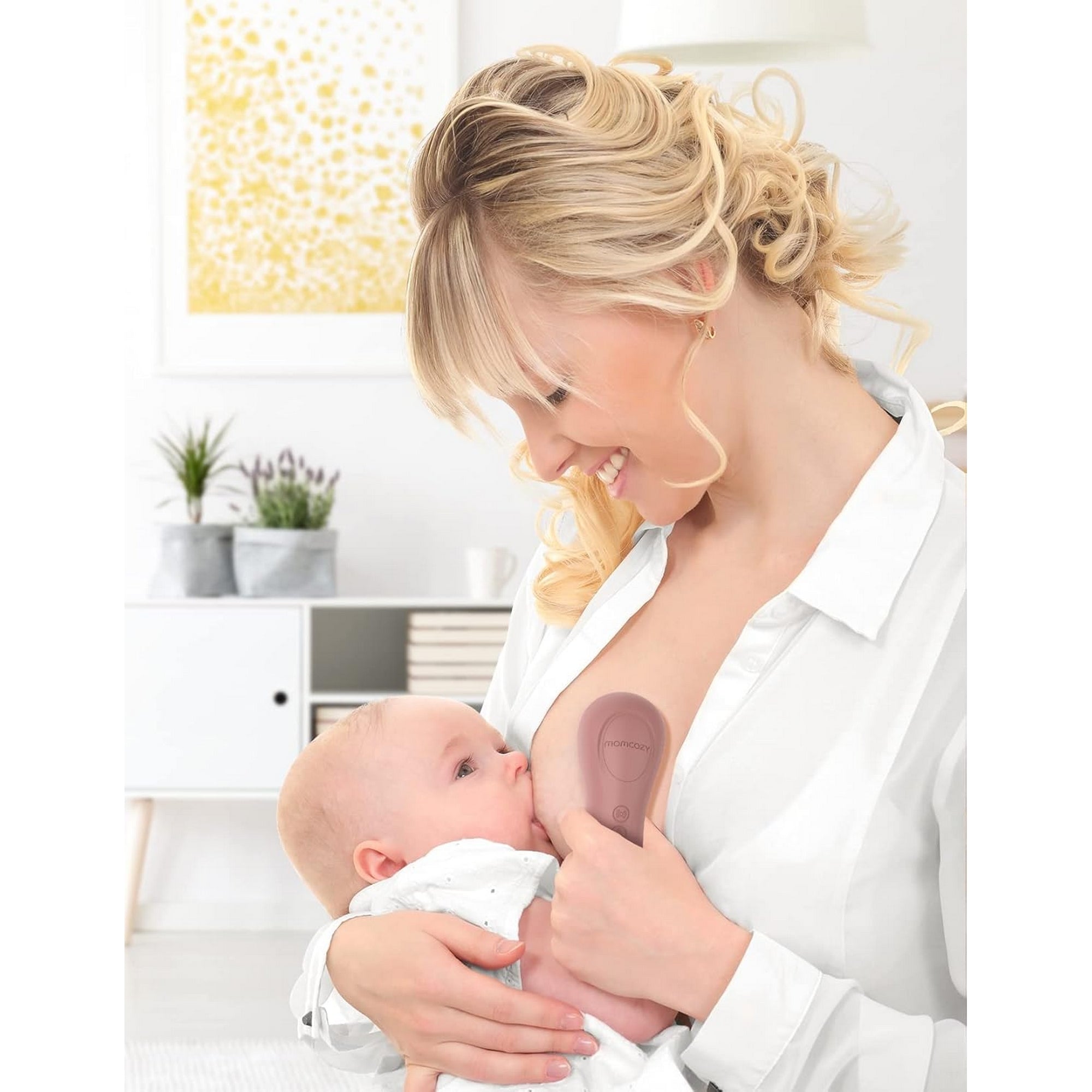 Momcozy 3-in-1 Kneading Lactation Breastfeeding Massager Maroon 0.99lb