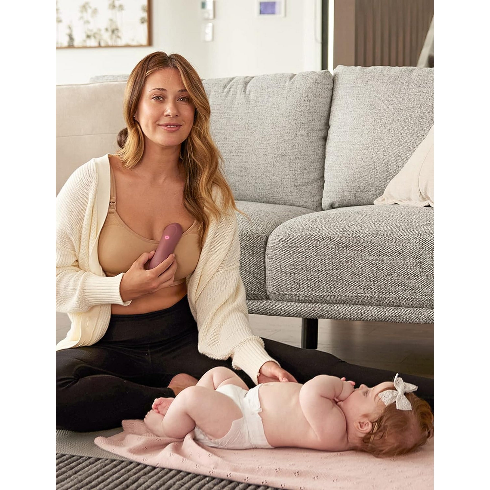 Momcozy 3-in-1 Kneading Lactation Breastfeeding Massager Maroon 0.99lb