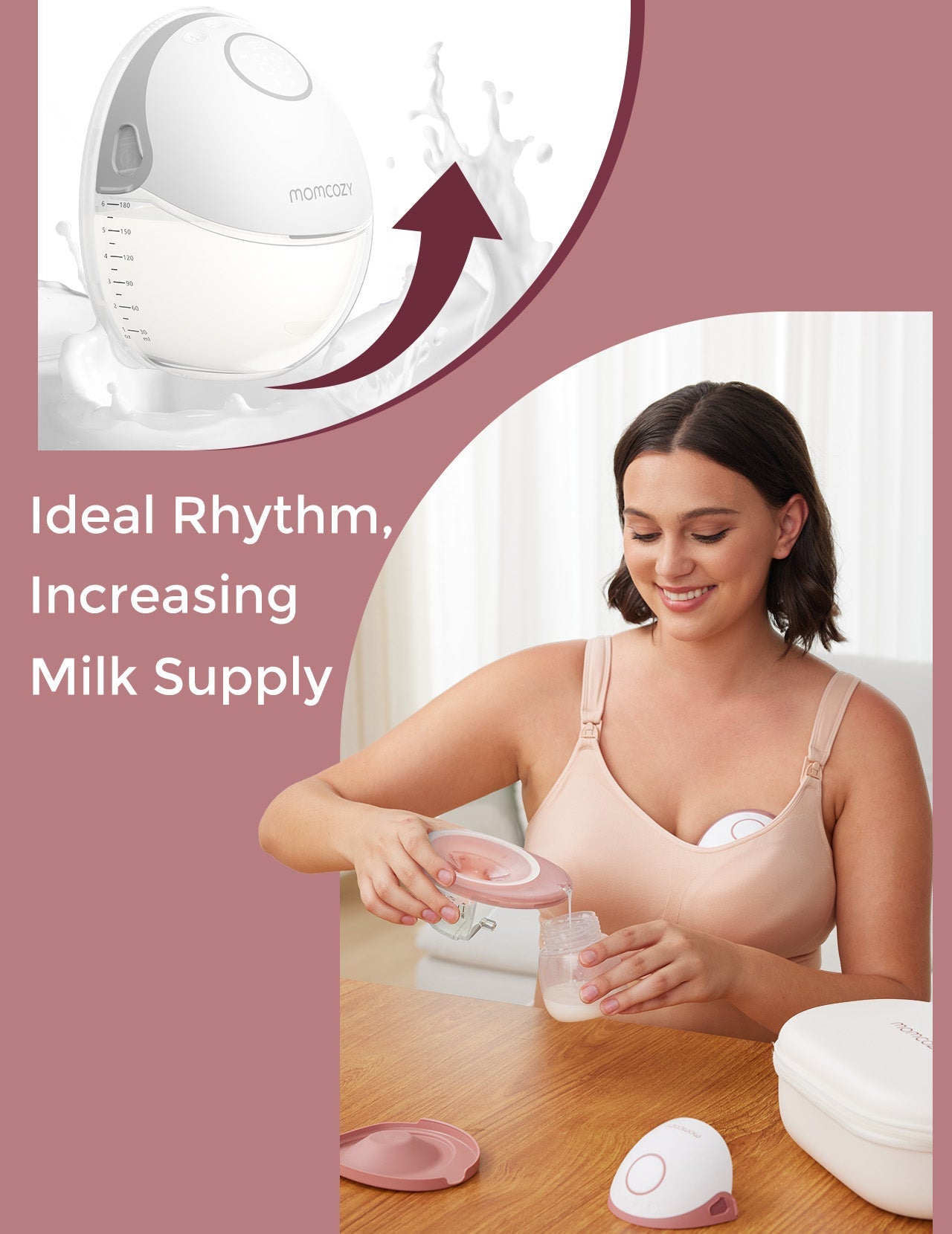 Momcozy M6 Double Wearable Electric Breast Pump Grey 1.07lb