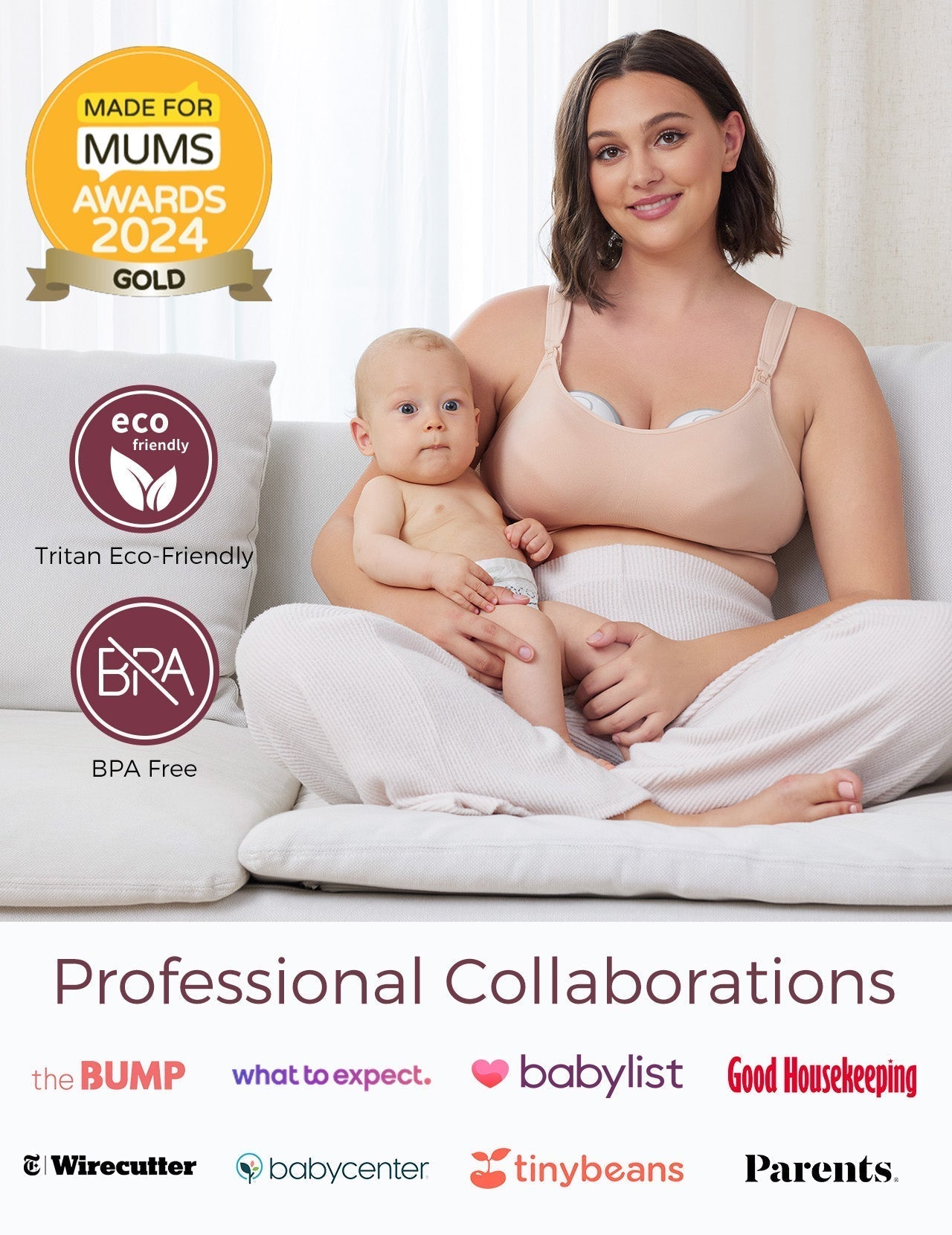 Momcozy M6 Double Wearable Electric Breast Pump Grey 1.07lb