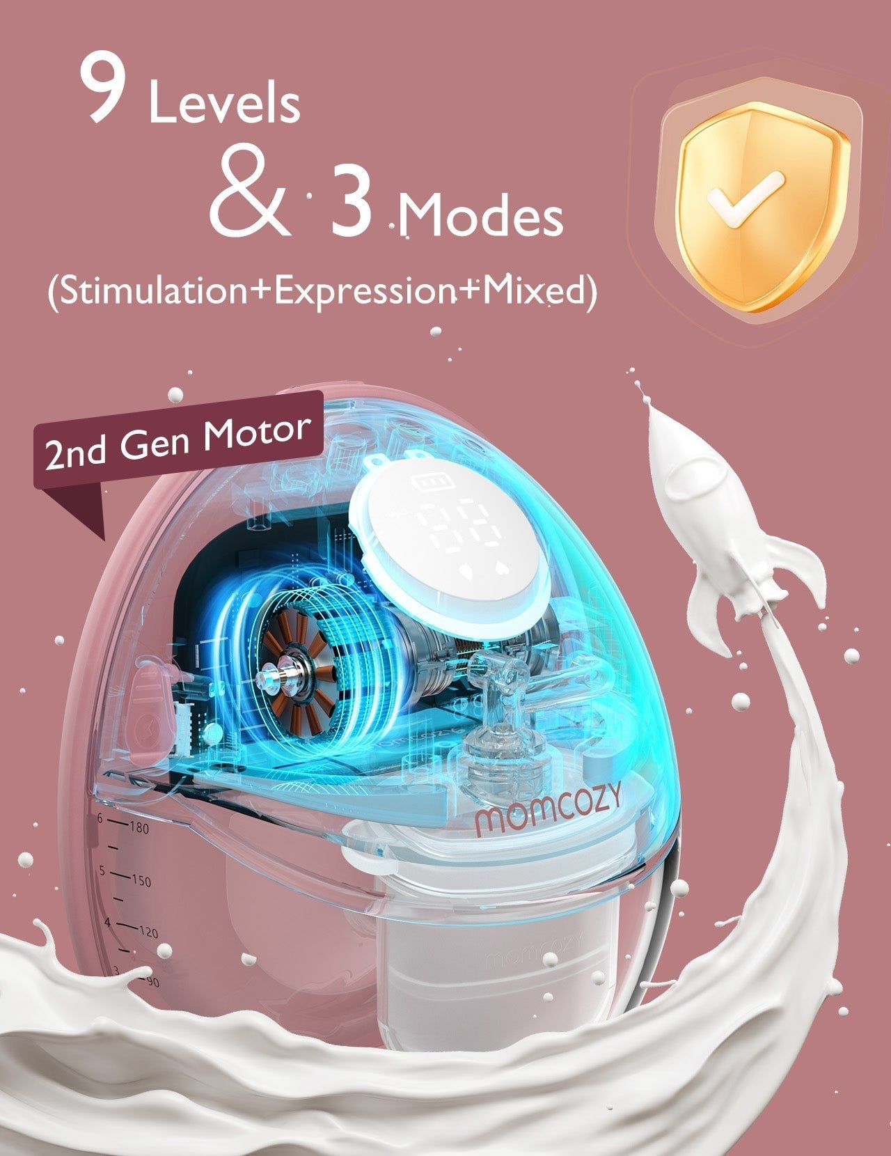 Momcozy M6 Single Wearable Electric Breast Pump Red 1.07lb