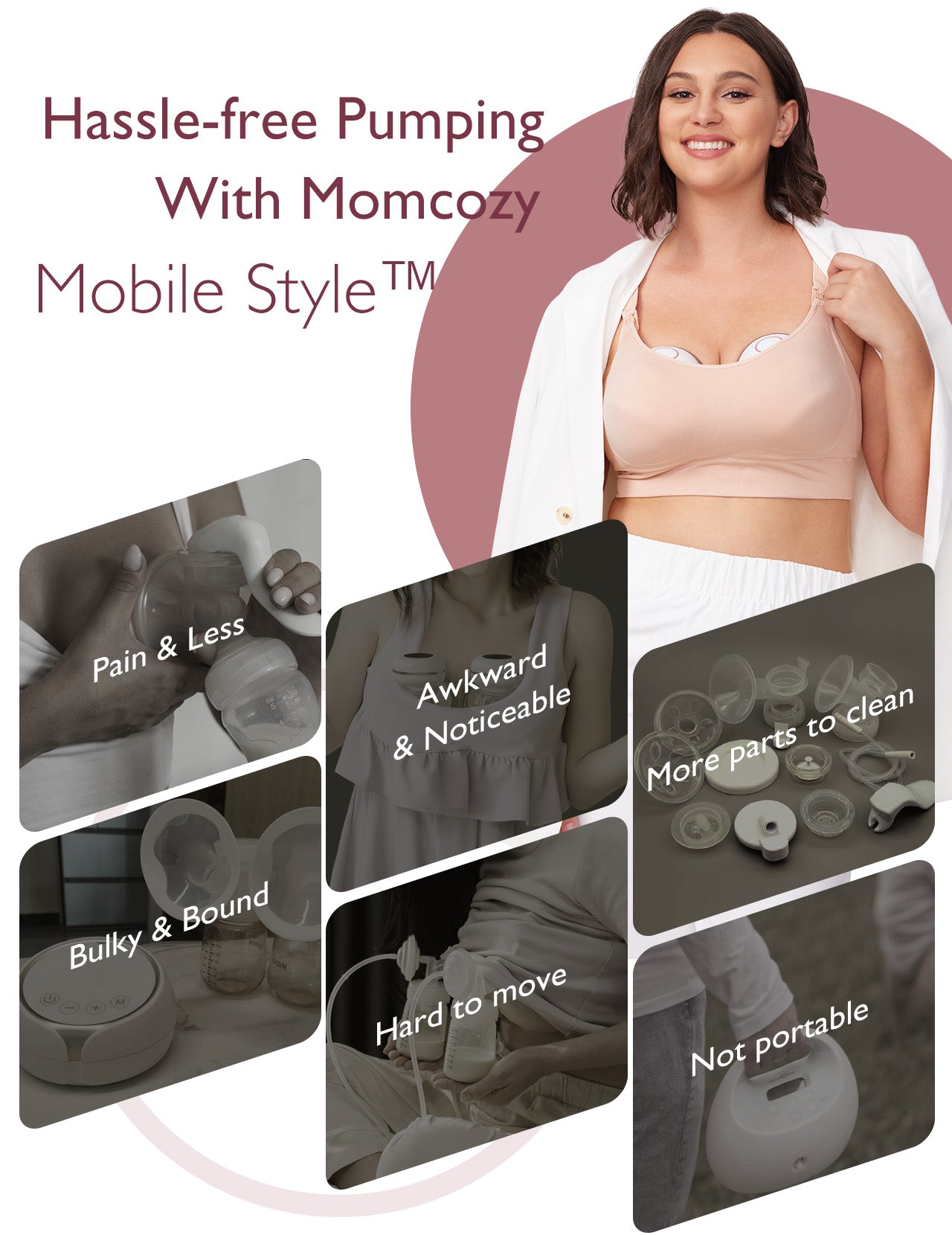 Momcozy M6 Single Wearable Electric Breast Pump Red 1.07lb