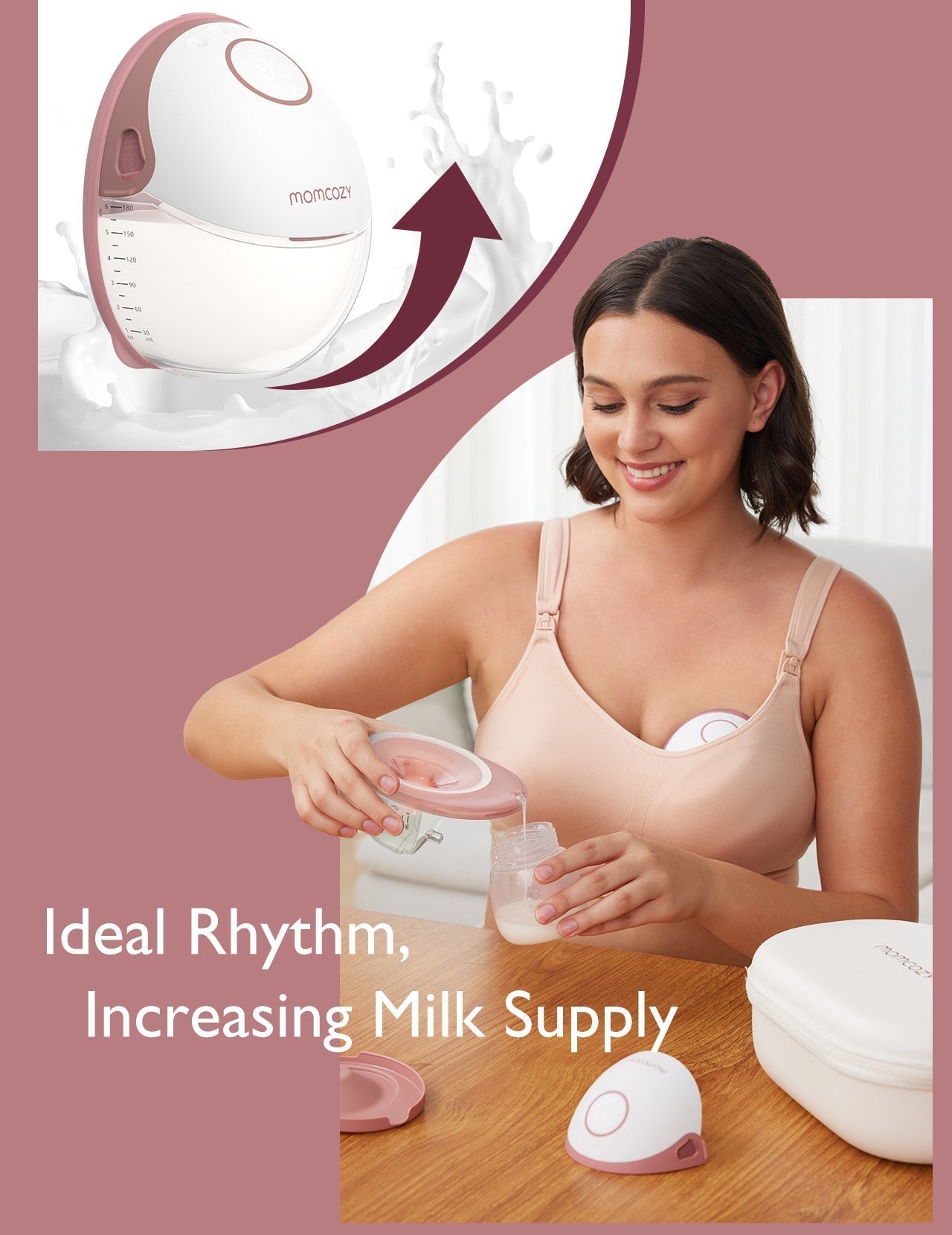 Momcozy M6 Single Wearable Electric Breast Pump Red 1.07lb