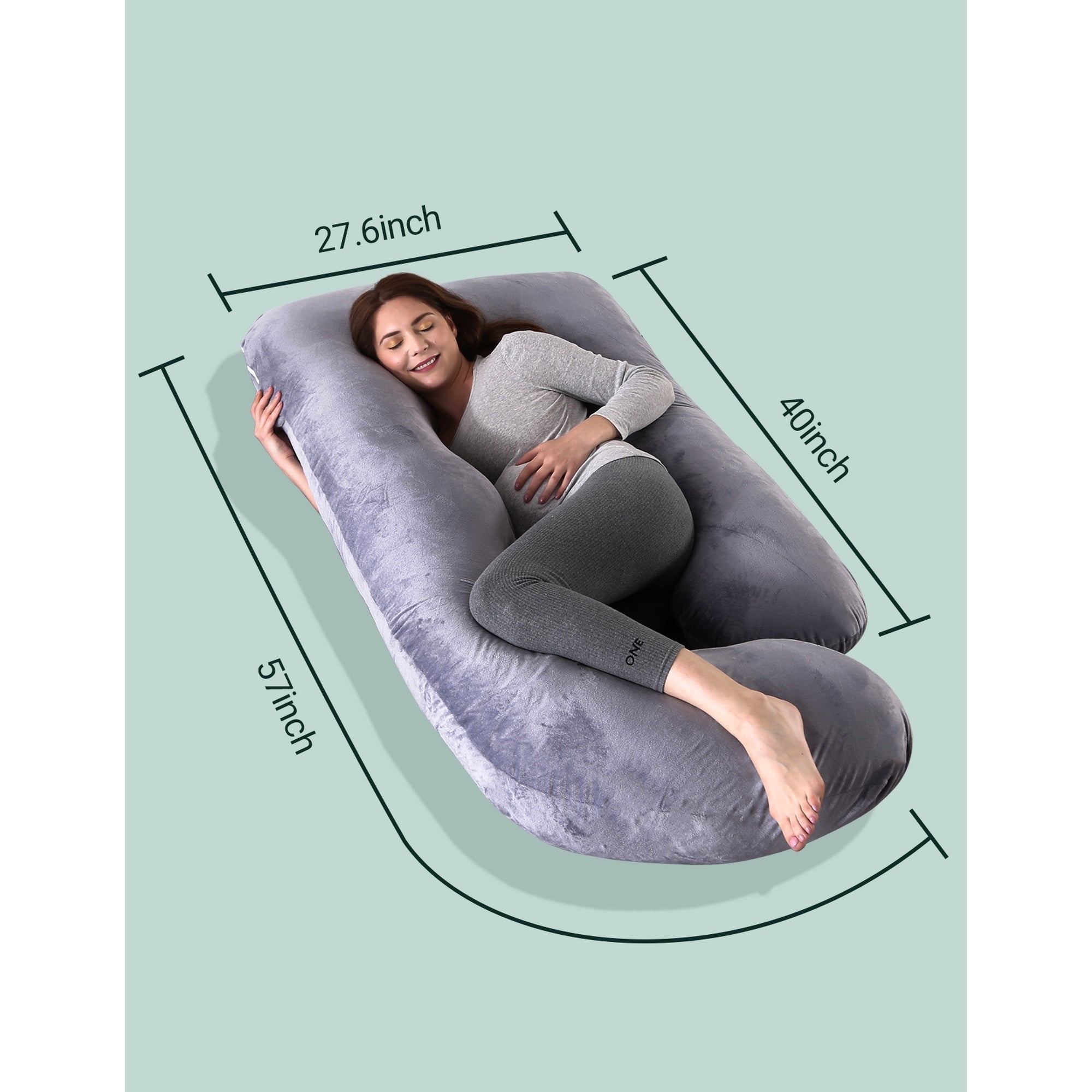 Momcozy G Shaped Pro Detachable Full Body Maternity Pillow Grey
